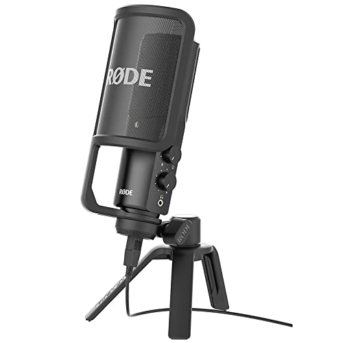 RØDE NT-USB Microphone USB à condensateur polyvalent de qualité studio avec filtre anti-pop et trépied pour le streaming, les jeux, les podcasts, la production musicale